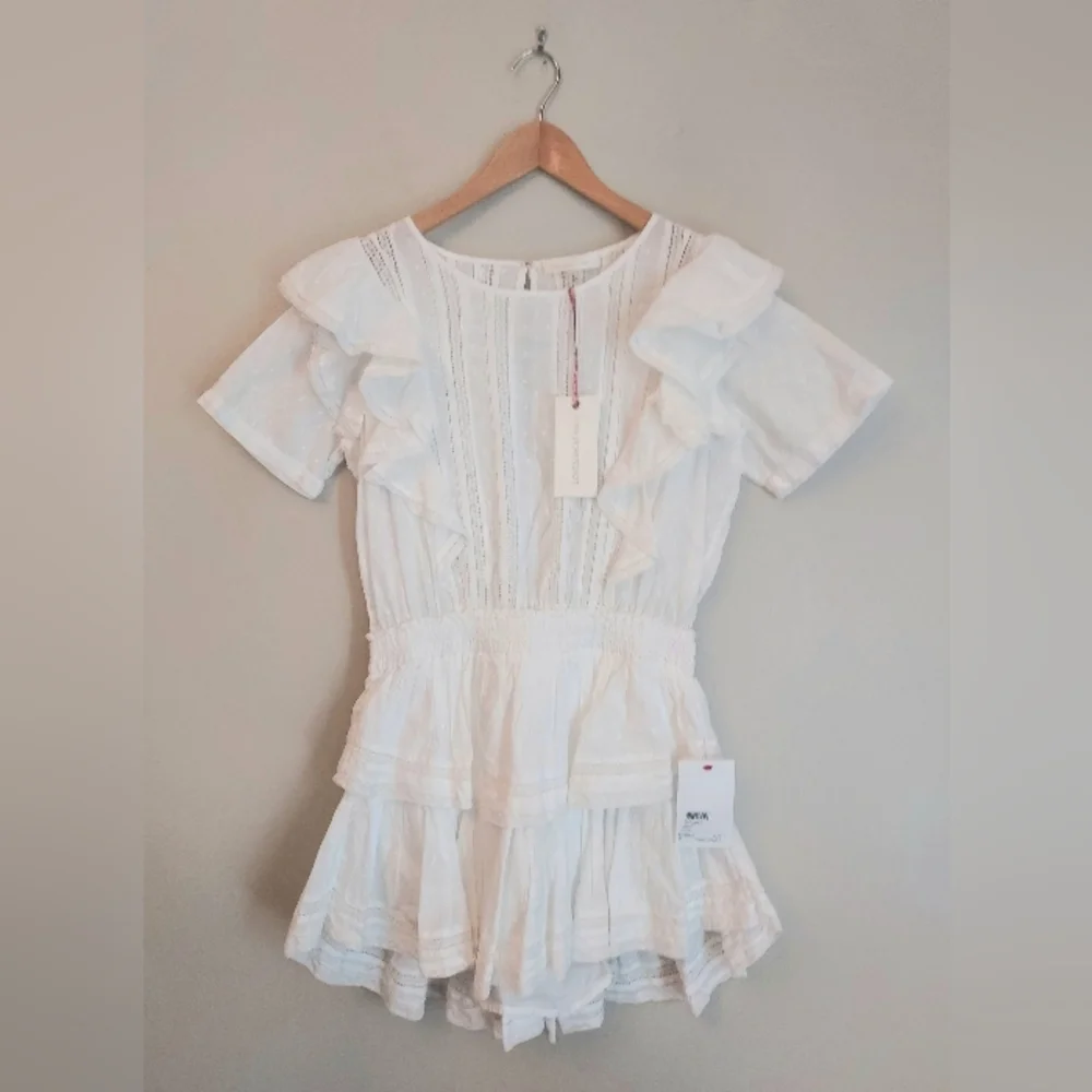 LoveShackFancy Natasha White Ruffled Tiered Dress Size Medium NEW NWT Coquette - Picture 3 of 16